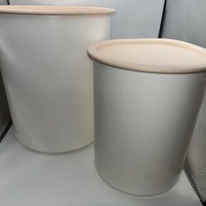 Tupperware One Touch Set of 2  Nesting Canisters w/ Lids (Made in‎ USA, HDPE #2)